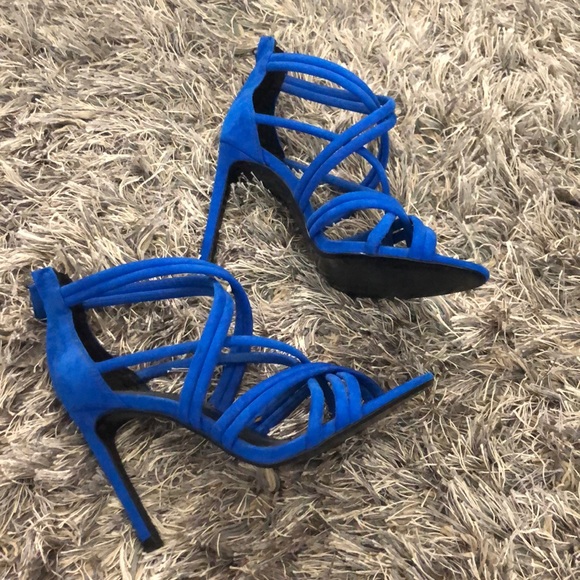 zara blue strappy heels